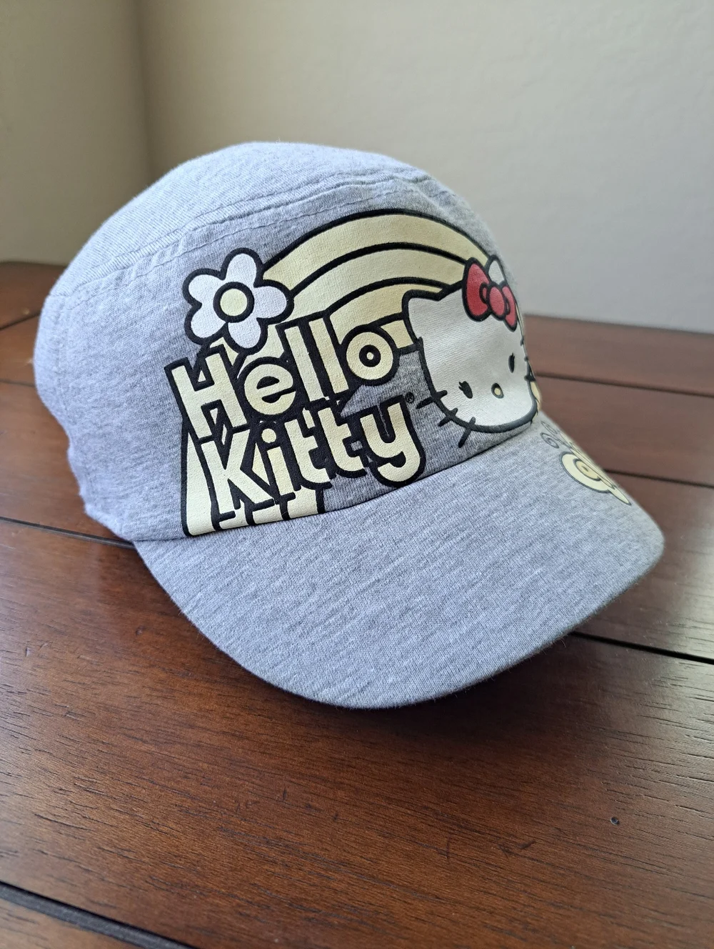 Hello Kitty Girls Youth Cap Hat Gray Rainbow & Butterfly Sanrio One Size